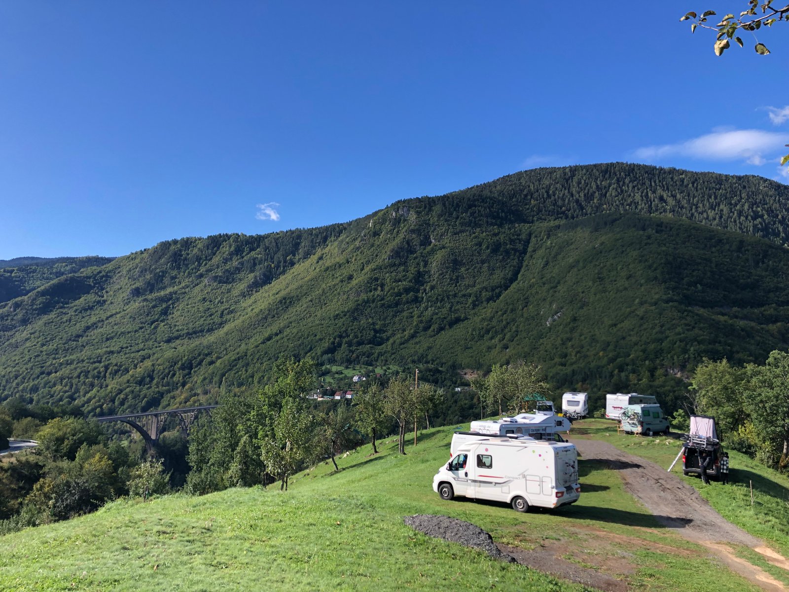 Campervans on the plateau above Đurđevića bridge